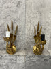 Pair Mid Century Italian Gold Metal Wheat Light Sconces