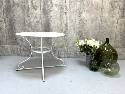 White Metal Circular Garden Table