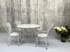 Set Lightest Grey Metal Garden 2 Chairs + 2 Carvers plus Circular Table