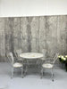 Set Lightest Grey Metal Garden 2 Chairs + 2 Carvers plus Circular Table