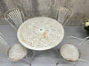 Set Lightest Grey Metal Garden 2 Chairs + 2 Carvers plus Circular Table