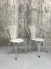 Set Lightest Grey Metal Garden 2 Chairs + 2 Carvers plus Circular Table