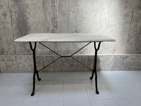 White Bevelled Marble Rectangular Bistro Table