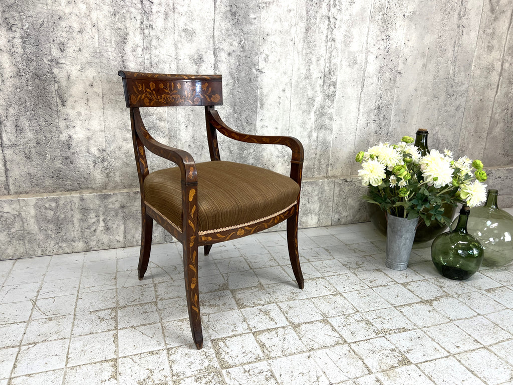 Individual 19th Century Marquetry Chair Carver