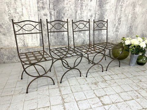 Set of Four Handmade Metal Garden Chairs