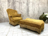 Napoleon III Gold Velvet Armchair with Original Footstool
