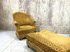 Napoleon III Gold Velvet Armchair with Original Footstool