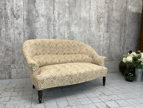 Napoleon III Canape Sofa to Reupholster With Ebonised Turned Legs
