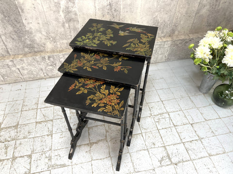 Ebonized Napoleon III Decorative Nest of 3 Occasional Tables