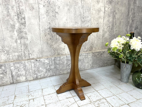 Oak Pedestal Circular Side Table