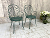 Pair of Green French Decorative Metal Garden Chairs
