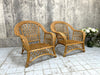 Large Pair of Mid Century Wicker Armchairs