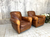 Pair of French Leather Club Chairs