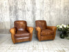 Pair of French Leather Club Chairs