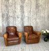 Pair of French Leather Club Chairs