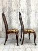 Pair 19th Century Marquetry Dining Chairs