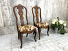 Pair 19th Century Marquetry Dining Chairs