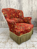 Pair of Red Jaquard Napoleon III Turned Leg Armchairs