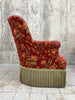 Pair of Red Jaquard Napoleon III Turned Leg Armchairs