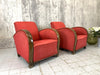 Pair of Red Art Deco Lounge Chairs to Reupholster