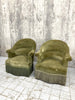 Pair of Mid Century Sage Green Velvet Crapaud Tub Armchairs To Reupholster