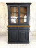 Solid Pine Black Two Piece Dresser with Glazed Cabinets and Cupboard Storage