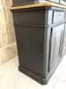 Solid Pine Black Two Piece Dresser with Glazed Cabinets and Cupboard Storage