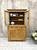 Pine Two Piece Dresser with Frosted Glazed Cabinets and Cupboard Storage