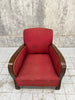 Individual Red Art Deco Armchair to reupholster