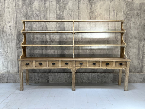 Rustic Two Piece Dresser with Shelves and Drawers