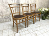 Set of 3 Bistro Chairs with Original Leather Seat Pad