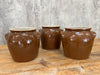 Set of Three Brown French Confit Pots