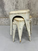 Set of Three Stacking 1930's Style Tolix Cream Coloured Metal Stools