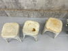 Set of Three Stacking 1930's Style Tolix Cream Coloured Metal Stools