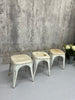 Set of Three Stacking 1930's Style Tolix Cream Coloured Metal Stools