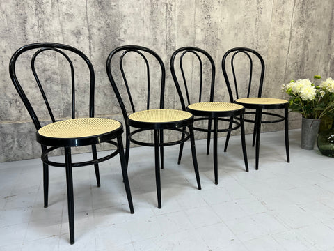 Set of 4 Black Round Back Black French Bistro Chairs