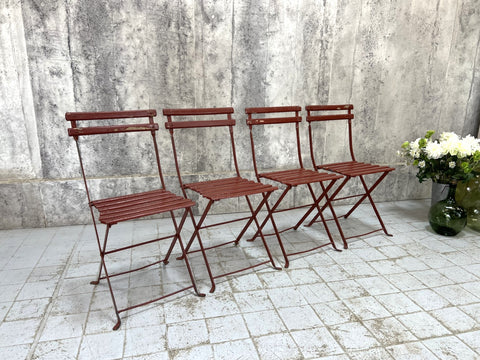 Set of 4 Red Folding Bistro Garden Chairs