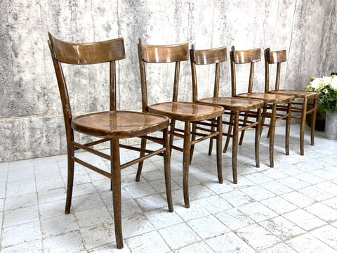 Set of Five French Bentwood Bistro Chairs