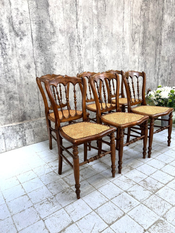 Set of Six Cane Dining Chairs