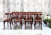 Set of 8 Fischel Bistro Chairs with Original Upholstered Seat Pads
