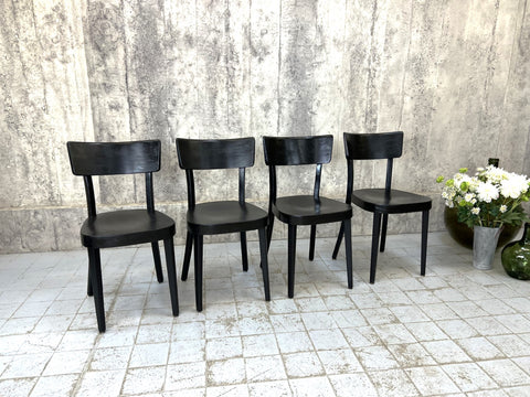 Set of Four French Black Bentwood Bistro Chairs