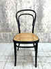 Set of Four Black Thonet Round Back Style Bentwood Bistro Chairs with Cane Seat