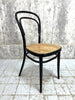 Set of Four Black Thonet Round Back Style Bentwood Bistro Chairs with Cane Seat