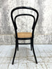 Set of Four Black Thonet Round Back Style Bentwood Bistro Chairs with Cane Seat