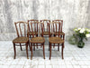 Set of 6 Bentwood Bistro Chairs with Faux Cane Seat Pad