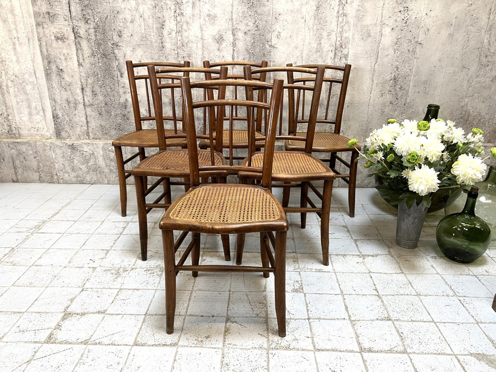 Set of Six French Cane Dining Chairs