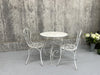 White Painted Metal Garden Table and Three Chairs