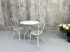 White Painted Metal Garden Table and Three Chairs