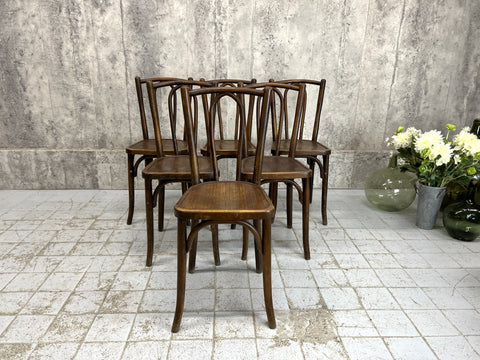 Set of 6 Dark Brown Bentwood Bistro Chairs