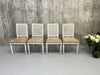 Set of Four White Shabby Chic Cane Dining Chairs to Reupholster